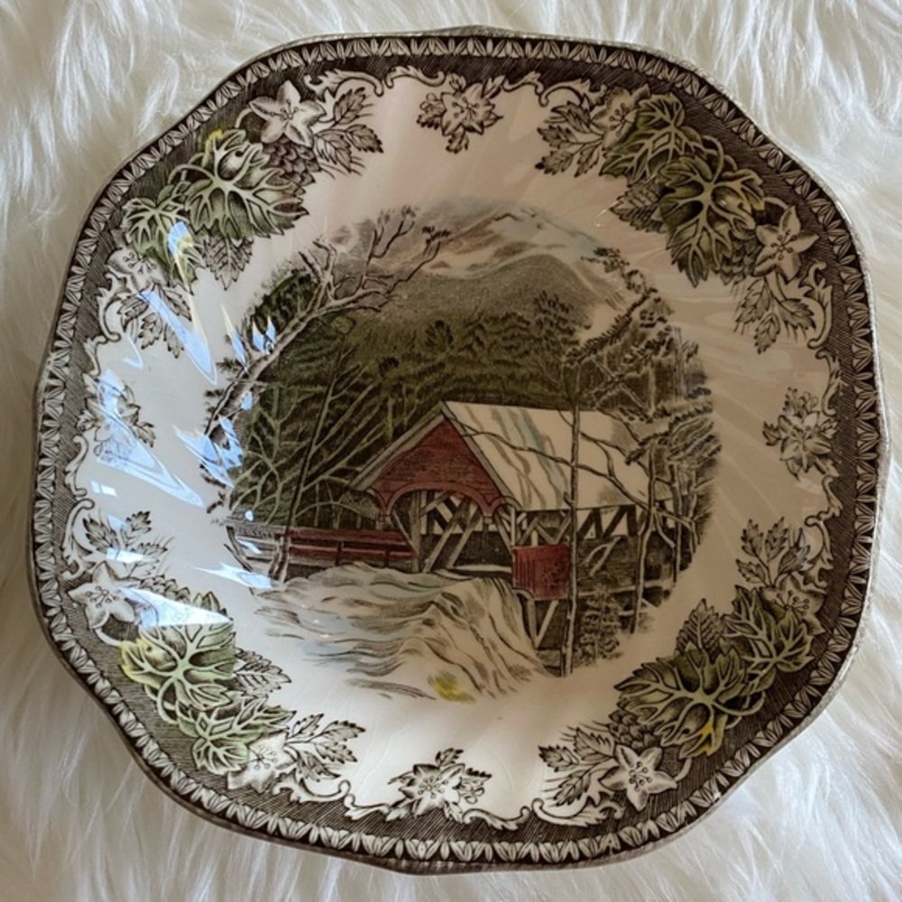 Late 20th Century Johnson Brothers Friendly Village soup bowl Series 7 of 8